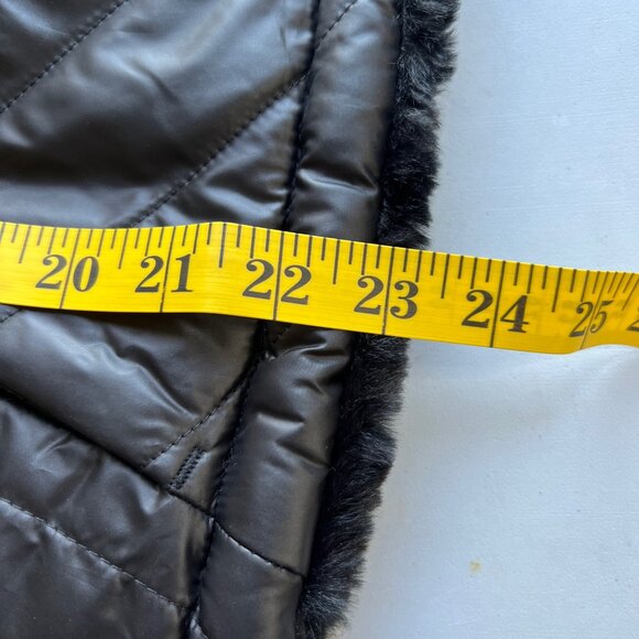 Nicole Miller Womens Black Faux Fur Quilted Reversible Sleeveless Vest Small - Picture 9 of 14